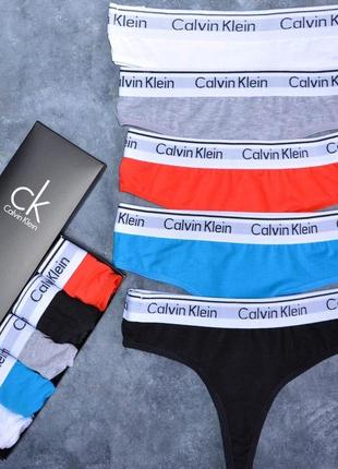 Набор женские трусы Calvin Klein Steel стринги - 5 штук